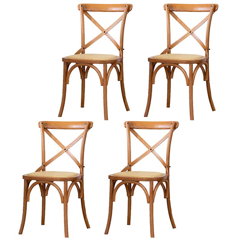 Solid Wood Traditional Dining Chair Matte Finish Cross Back Side Chair