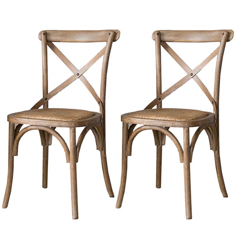 Solid Wood Traditional Dining Chair Matte Finish Cross Back Side Chair