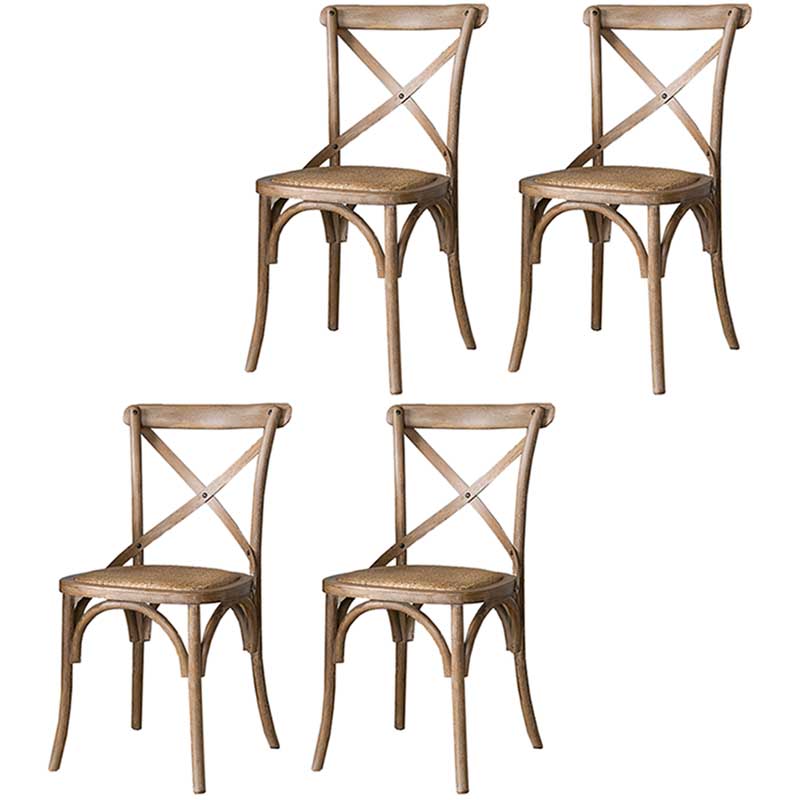 Solid Wood Traditional Dining Chair Matte Finish Cross Back Side Chair