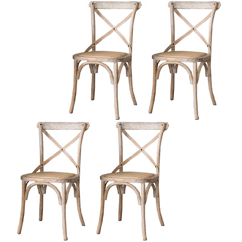 Solid Wood Traditional Dining Chair Matte Finish Cross Back Side Chair
