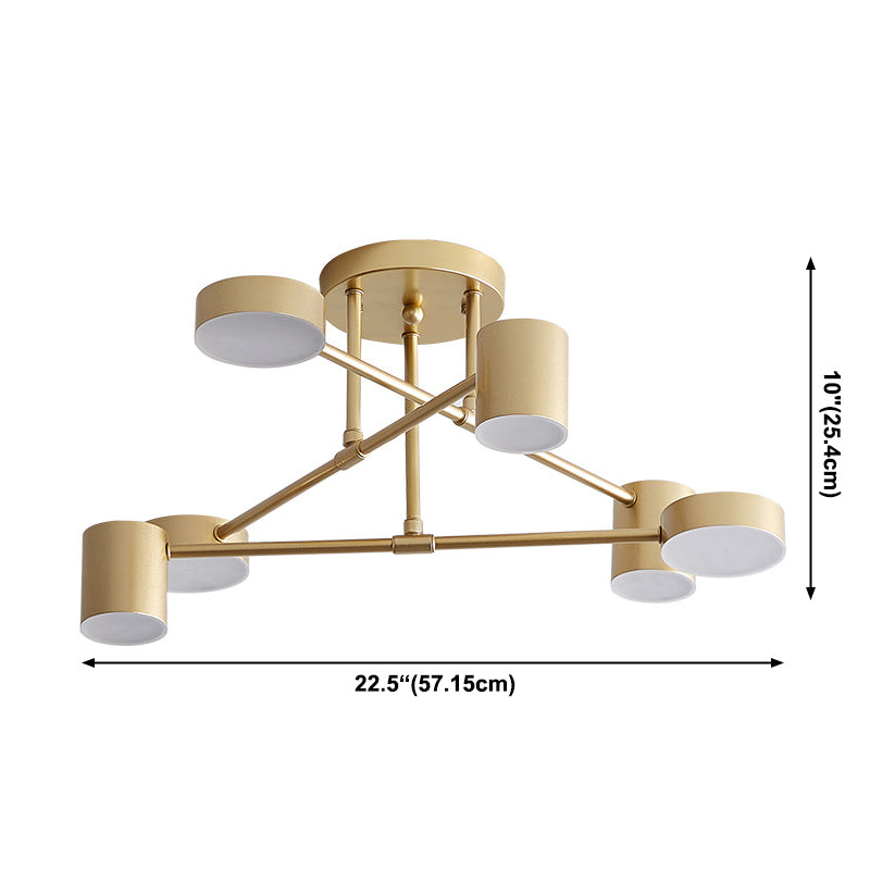 Luci cilindriche del lampadario cilindrico in metallo moderno a 6 luci a pendente