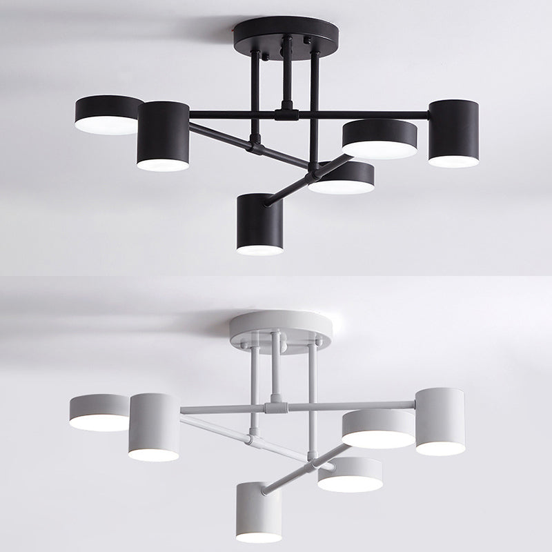 Luci cilindriche del lampadario cilindrico in metallo moderno a 6 luci a pendente