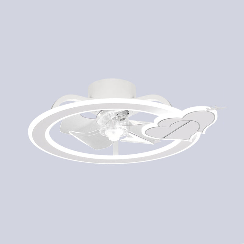Ventiladores de techo LED encantadores para niños Luz de ventilador de techo circular de hierro forjado con sombra acrílica