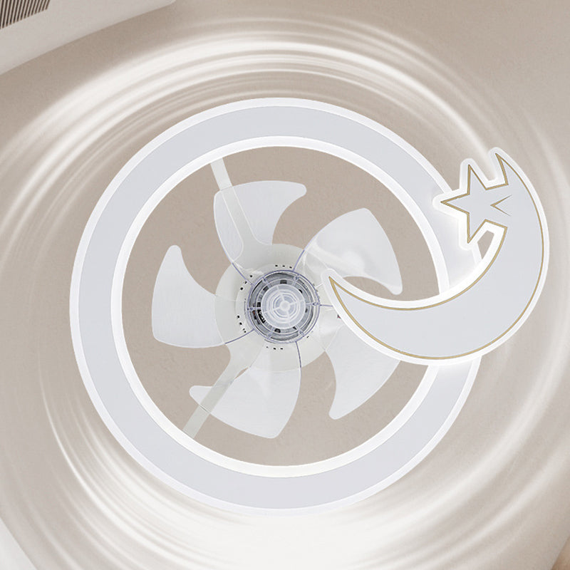 Ventiladores de techo LED encantadores para niños Luz de ventilador de techo circular de hierro forjado con sombra acrílica