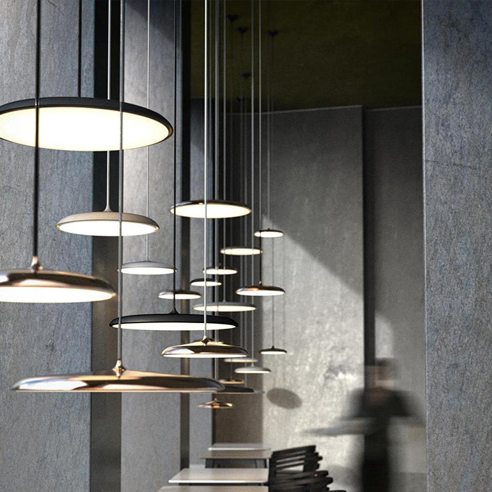 Modern Hanging Light Fixtures Round Plate Pendant Lights Metal 1 Light Pendant Lamp