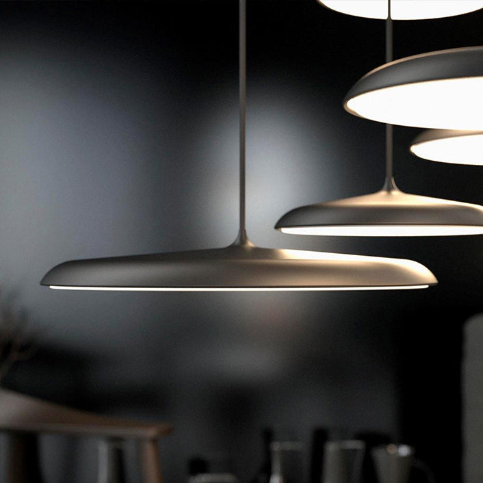 Modern Hanging Light Fixtures Round Plate Pendant Lights Metal 1 Light Pendant Lamp