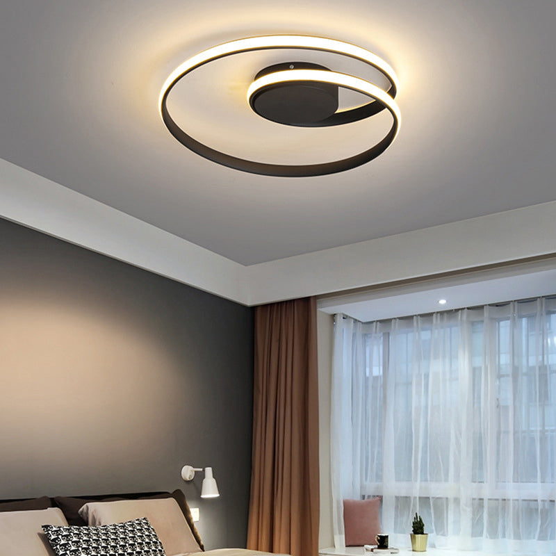 1-Light Ribbon Semi Flush Mount Lighting Modern Style Aluminum Surface Mounted Led Ceiling Light