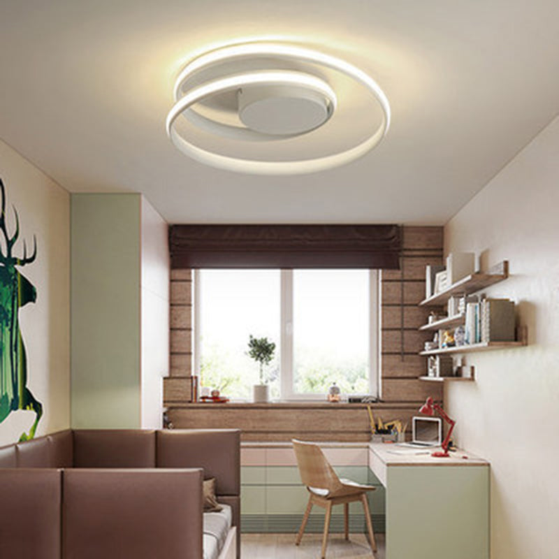 1-Light Ribbon Semi Flush Mount Lighting Modern Style Aluminum Surface Mounted Led Ceiling Light