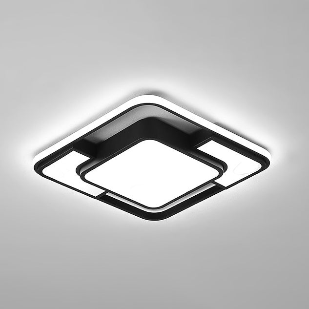 Geometric Black Led Flush Mount Fixture Acrylic Modern Style 1-Light Flush Lamp
