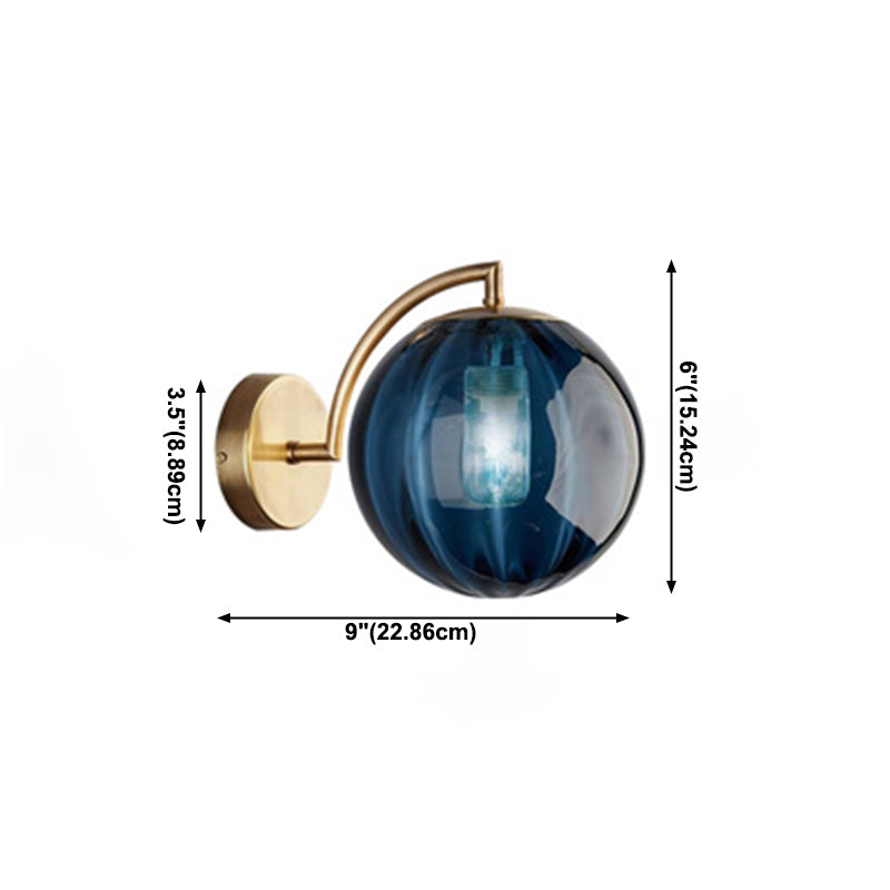 Glass Globe Wall Light in Modern Creative Style Wrought Iron Wall Lamp for Bedroom