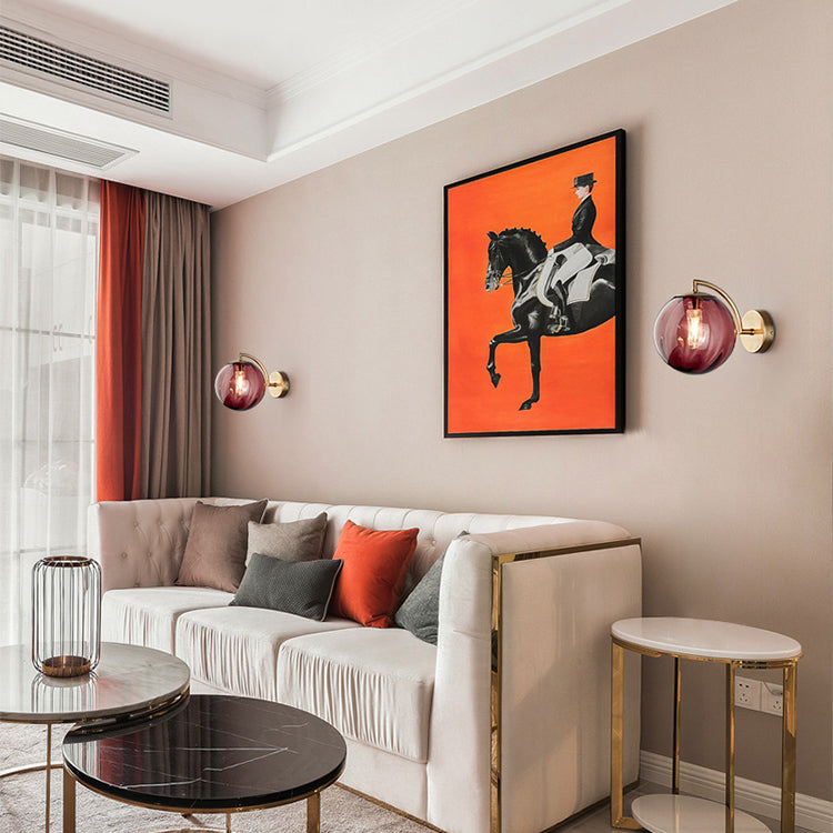 Glass Globe Wall Light in Modern Creative Style Wrought Iron Wall Lamp for Bedroom