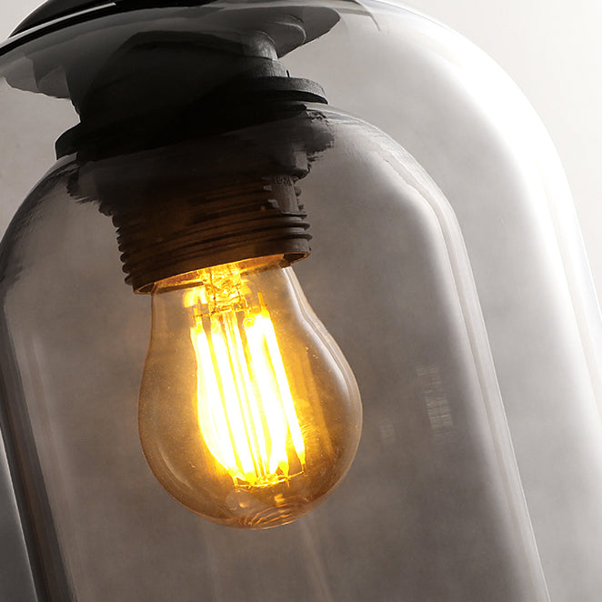 Glass Black Wall Lamp in Modern Concise Style Wrought Iron Bell Wall Light for Bedroom