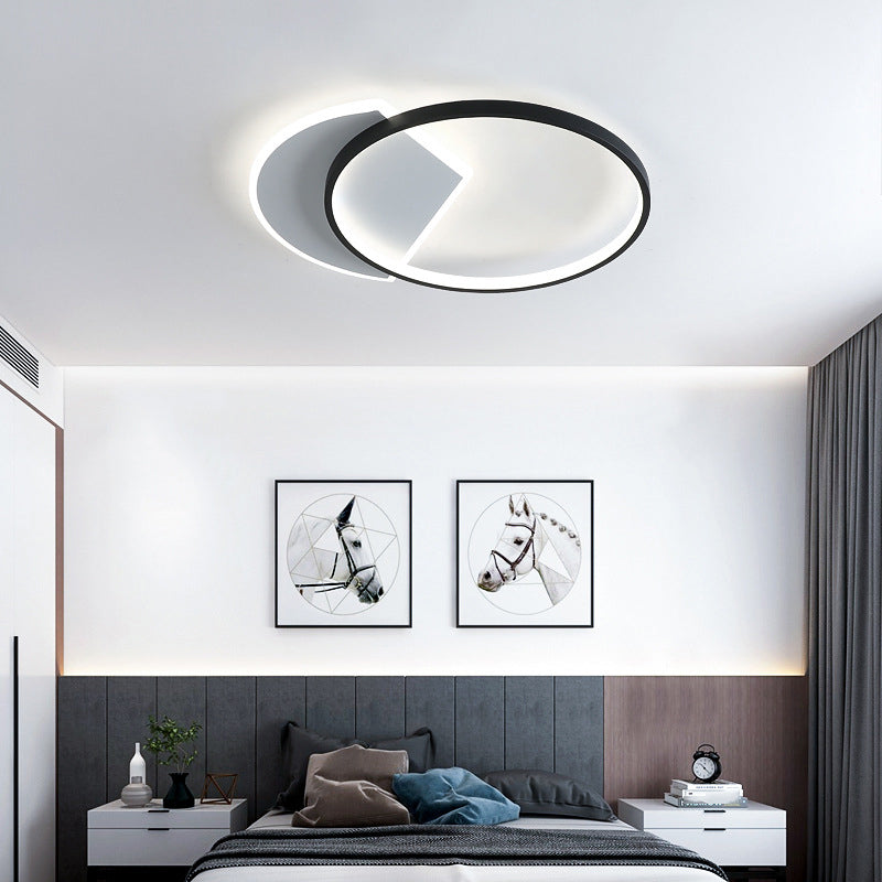 Black and White LED Ceiling Light in Modern Style Aluminium Geometric Flush Mount with Acrylic Shade