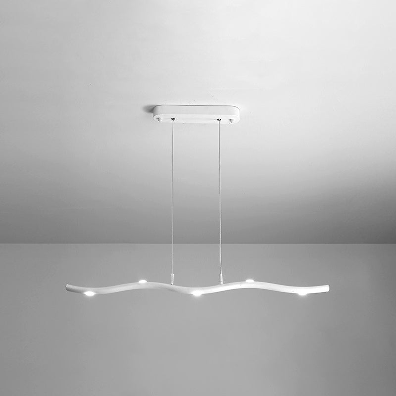 Linear Island Lighting Modern Pendant Chandelier Metal 5 Light Island Lights in White