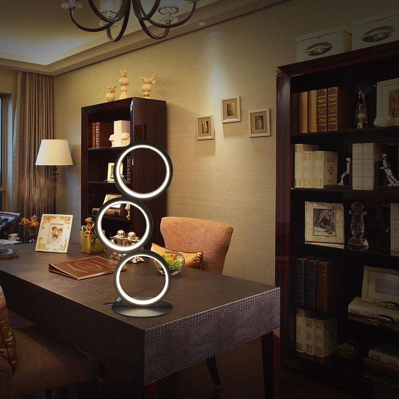Lámparas de mesita de noche circular lámparas de mesa modernas 3 lámparas de mesa de luz ligeras