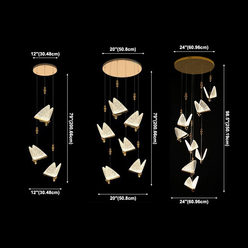 Acrylbutterfly -Anhänger hell, luxuriöse Deckenlichter für Schlafzimmer