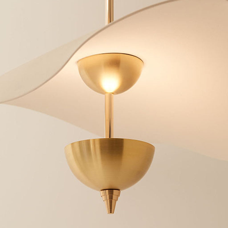 Luz de colgante minimalista de 2 niveles, lámpara colgante de metal con disco curvo acrílico