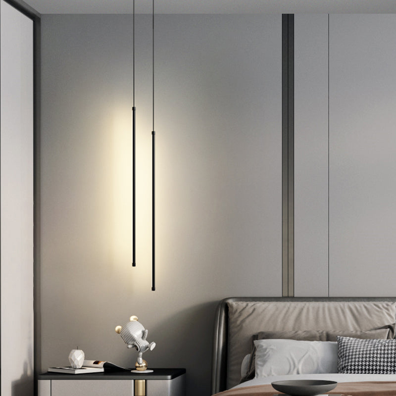 Minimalistische lineare Anhängerbeleuchtung, Acryl -LED hängen Licht in Schwarz