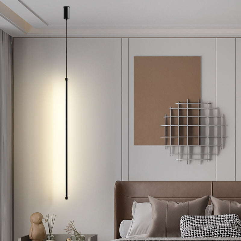 Minimalistische lineare Anhängerbeleuchtung, Acryl -LED hängen Licht in Schwarz