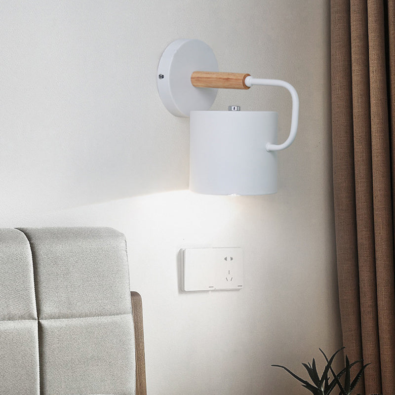 Illuminazione a parete a forma di cilindro in stile moderno in metallo 1 lampada montata a parete per la testa