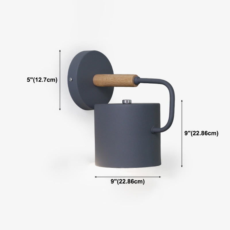 Illuminazione a parete a forma di cilindro in stile moderno in metallo 1 lampada montata a parete per la testa