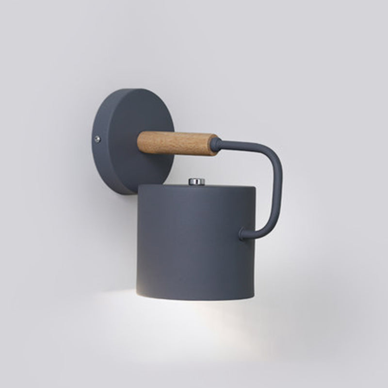 Illuminazione a parete a forma di cilindro in stile moderno in metallo 1 lampada montata a parete per la testa