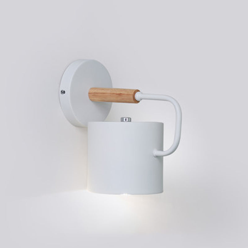 Illuminazione a parete a forma di cilindro in stile moderno in metallo 1 lampada montata a parete per la testa