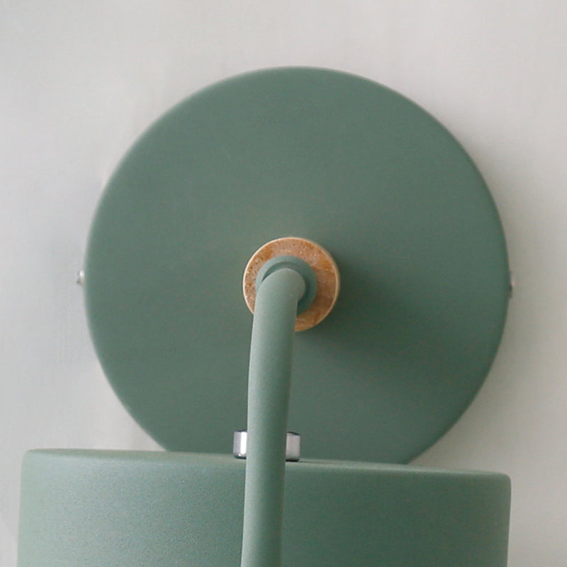 Illuminazione a parete a forma di cilindro in stile moderno in metallo 1 lampada montata a parete per la testa