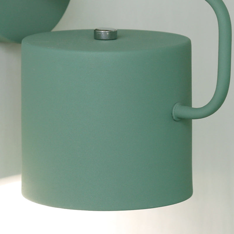 Illuminazione a parete a forma di cilindro in stile moderno in metallo 1 lampada montata a parete per la testa