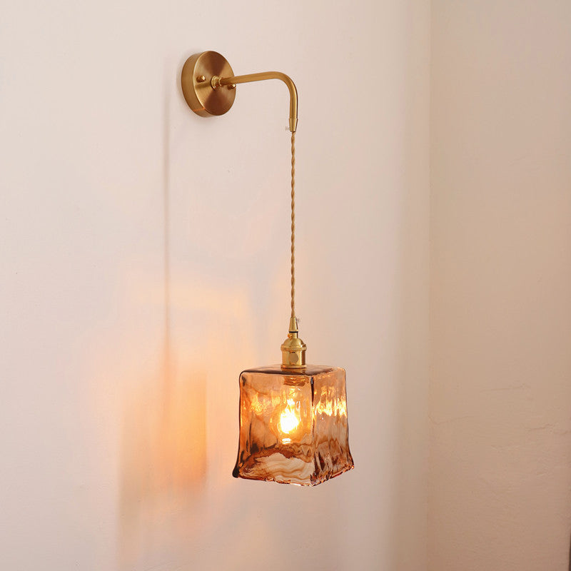 Binnen 1-Bulb Down Light Wall SCONCE LICHTING INDUSTRIËLE BRUIN GLAS SCONCE LICT BEMIDING