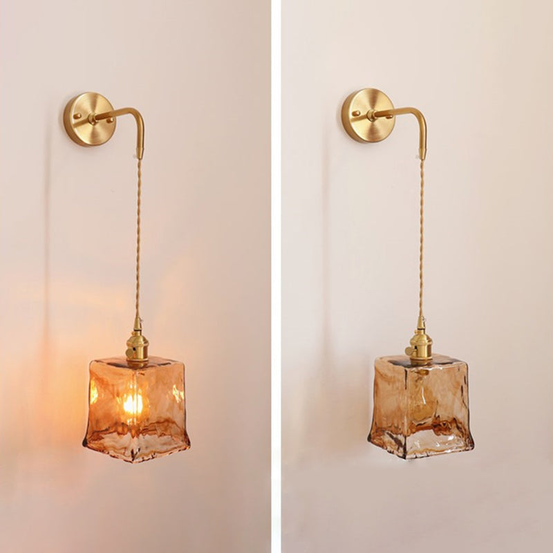 Binnen 1-Bulb Down Light Wall SCONCE LICHTING INDUSTRIËLE BRUIN GLAS SCONCE LICT BEMIDING