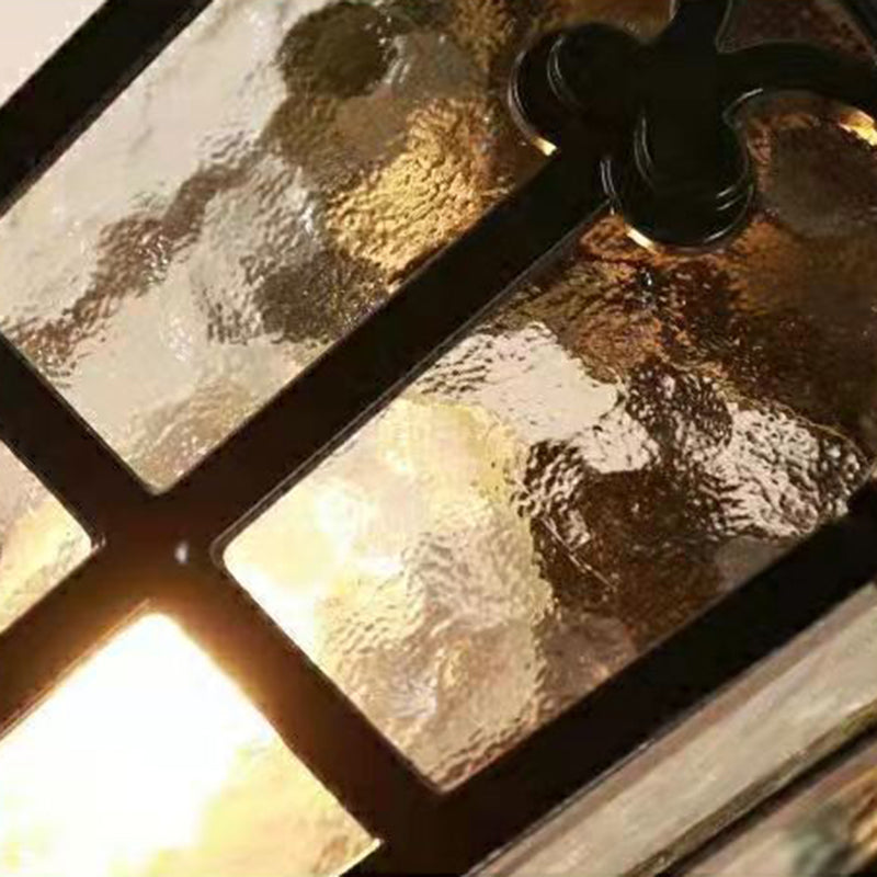 Antique Lantern Shade Wall Sconce Light Metal Cage with Glass 1-Light Sconce Light Fixture
