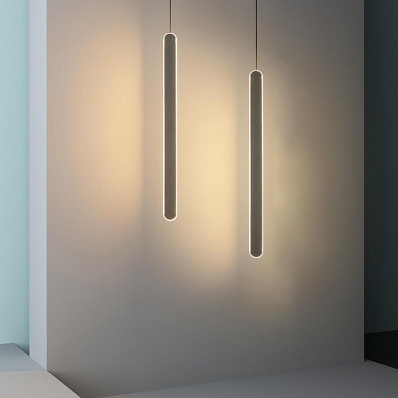 Minimalistische lineare Anhängerbeleuchtung, Acrylschatten um Metallstange hängen Licht