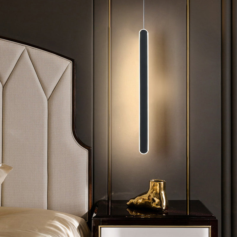 Minimalistische lineare Anhängerbeleuchtung, Acrylschatten um Metallstange hängen Licht