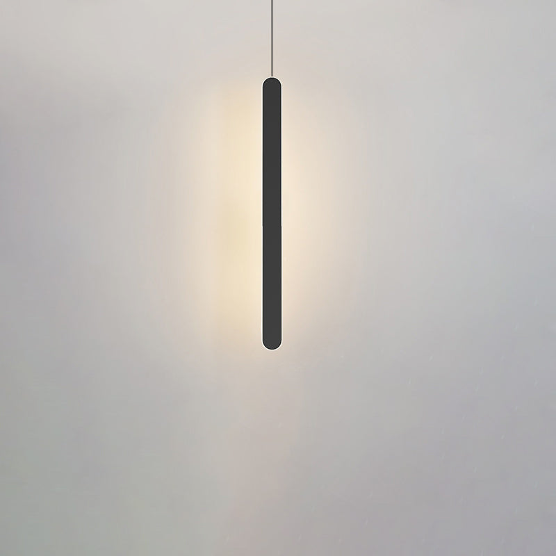 Minimalistische lineare Anhängerbeleuchtung, Acrylschatten um Metallstange hängen Licht