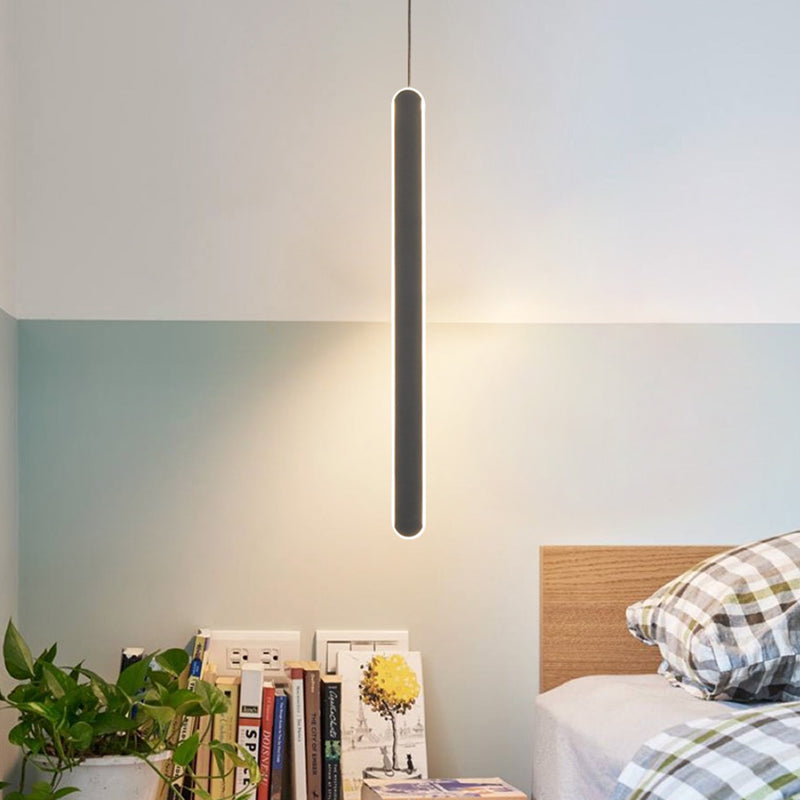 Minimalistische lineare Anhängerbeleuchtung, Acrylschatten um Metallstange hängen Licht