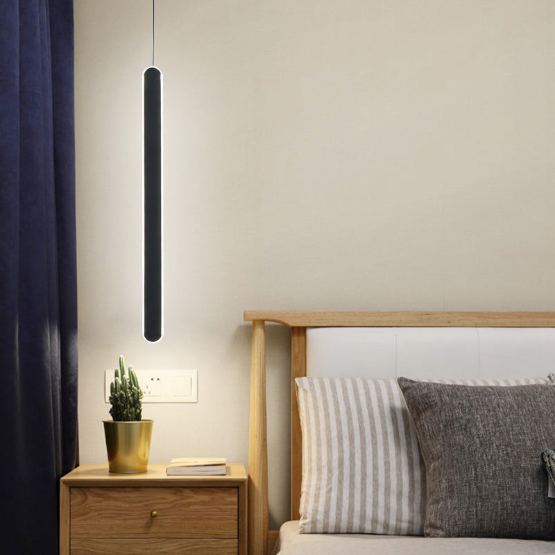 Minimalistische lineare Anhängerbeleuchtung, Acrylschatten um Metallstange hängen Licht