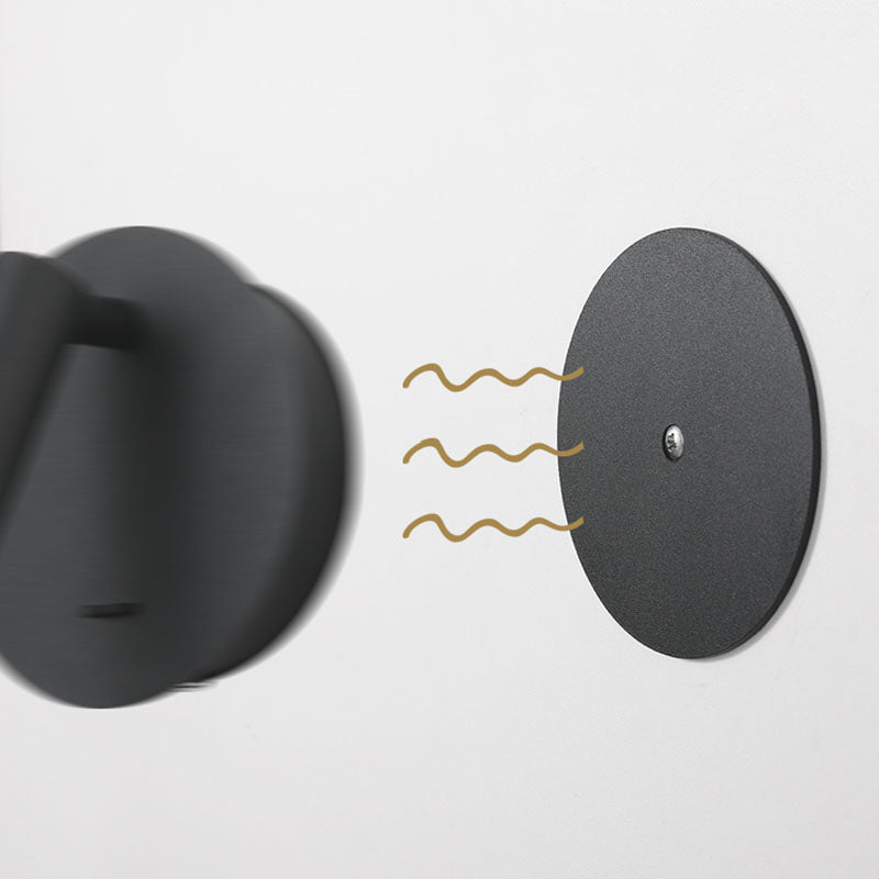 Splock de pared de metal negro con interruptor de luz de pared círculo de 1 luz para el dormitorio para el dormitorio