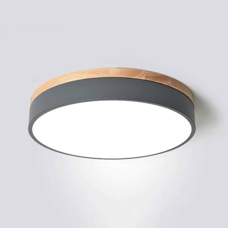 Modern Minimalist LED Macaron Ceiling Light Wrought Iron Circular Flush Mount with Acrylic Shade