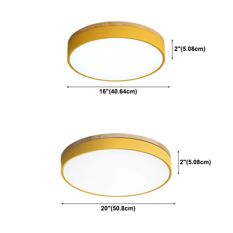 Modern Minimalist LED Macaron Ceiling Light Wrought Iron Circular Flush Mount with Acrylic Shade