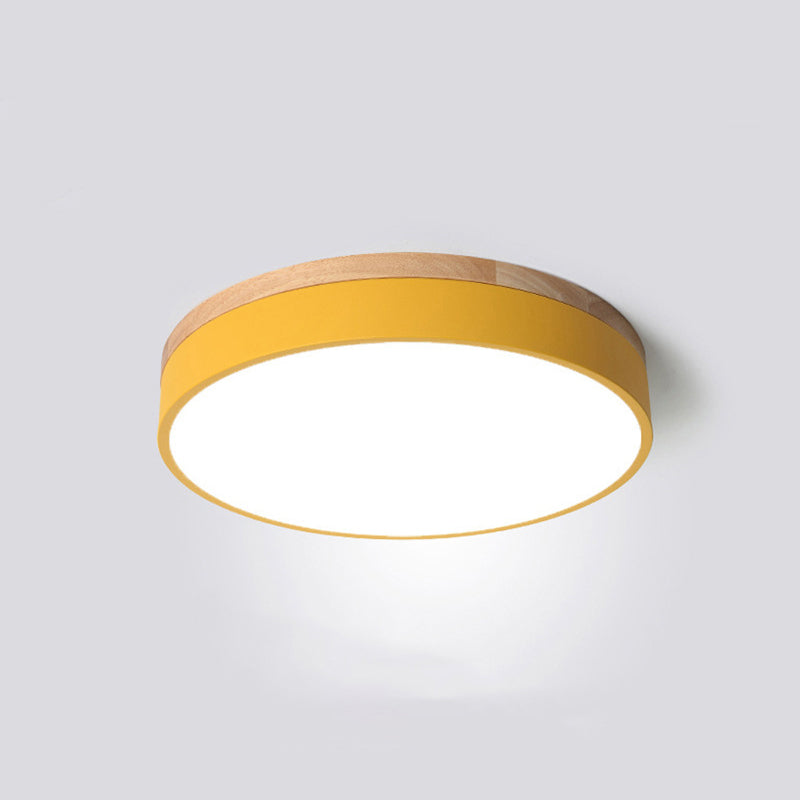 Plafonnier LED Macaron moderne et minimaliste, montage circulaire en fer forgé avec abat-jour en acrylique