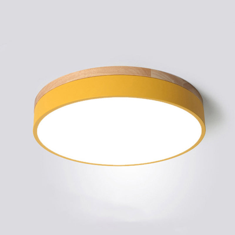 Modern Minimalist LED Macaron Ceiling Light Wrought Iron Circular Flush Mount with Acrylic Shade