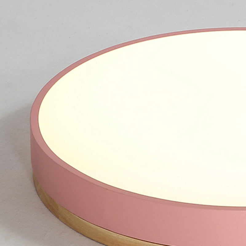 Modern Minimalist LED Macaron Ceiling Light Wrought Iron Circular Flush Mount with Acrylic Shade