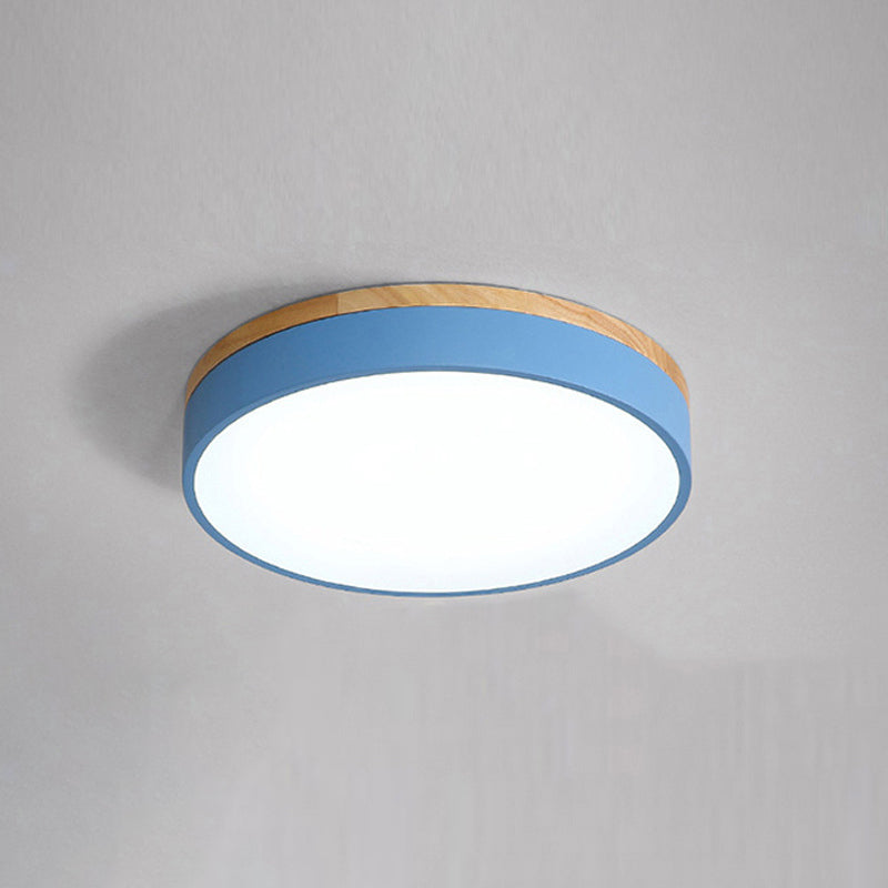 Plafonnier LED Macaron moderne et minimaliste, montage circulaire en fer forgé avec abat-jour en acrylique