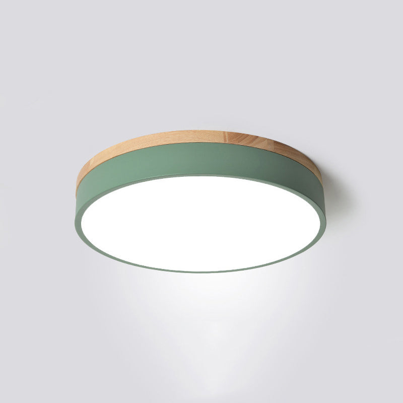 Modern Minimalist LED Macaron Ceiling Light Wrought Iron Circular Flush Mount with Acrylic Shade