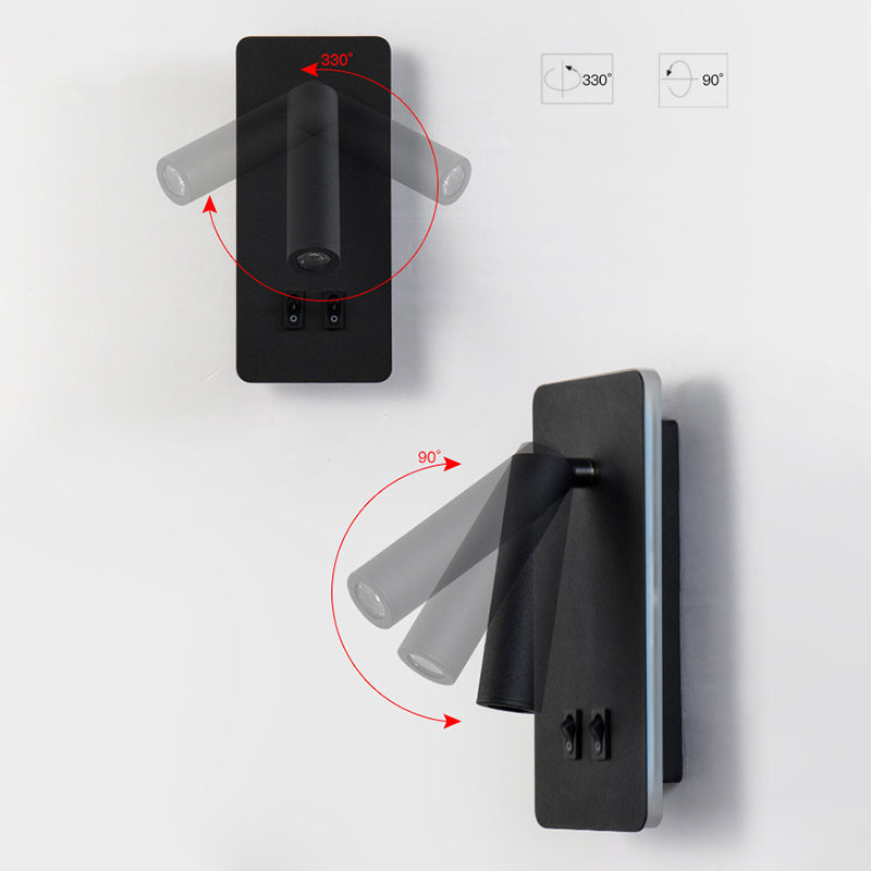 Modern 1-Spotlight Wall Sconce with Switch Squared Wall Mounted Light for Bedroom