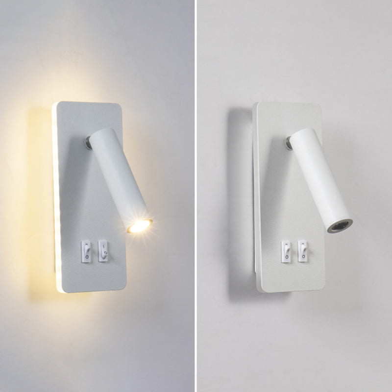 Modern 1-Spotlight Wall Sconce with Switch Squared Wall Mounted Light for Bedroom