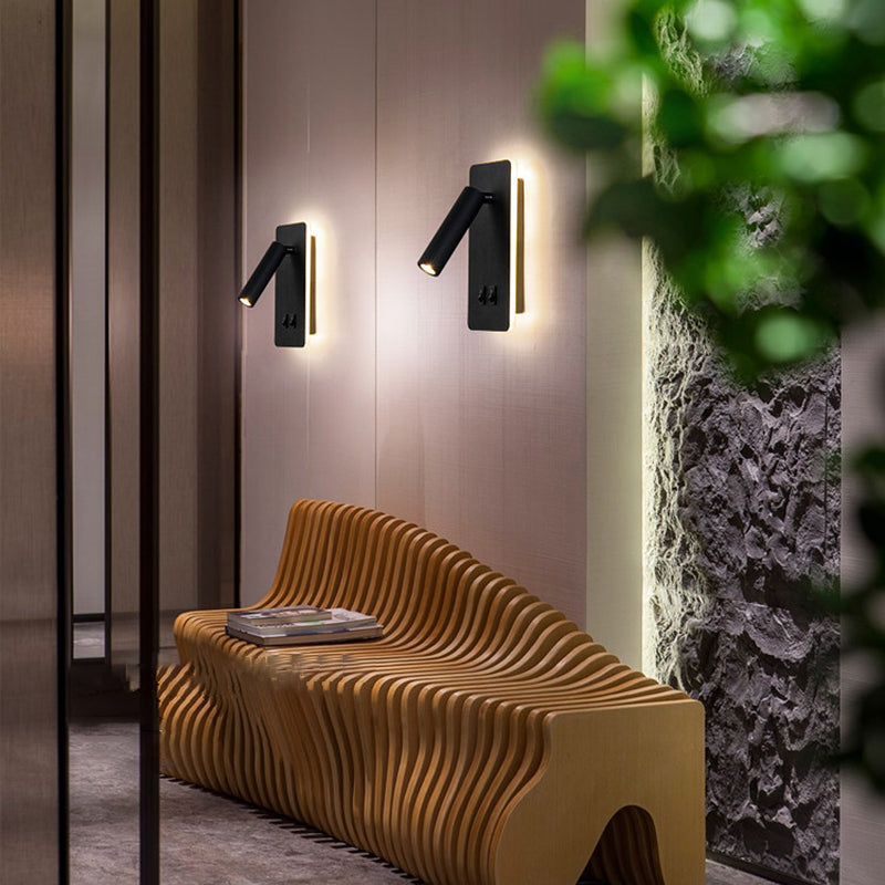 Modern 1-Spotlight Wall Sconce with Switch Squared Wall Mounted Light for Bedroom