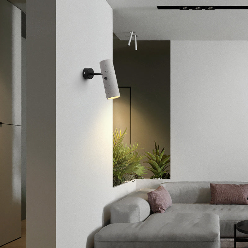 Luces de apliques de cilindro modernos Cemento Cemento de 1 luces de iluminación de pared para el baño
