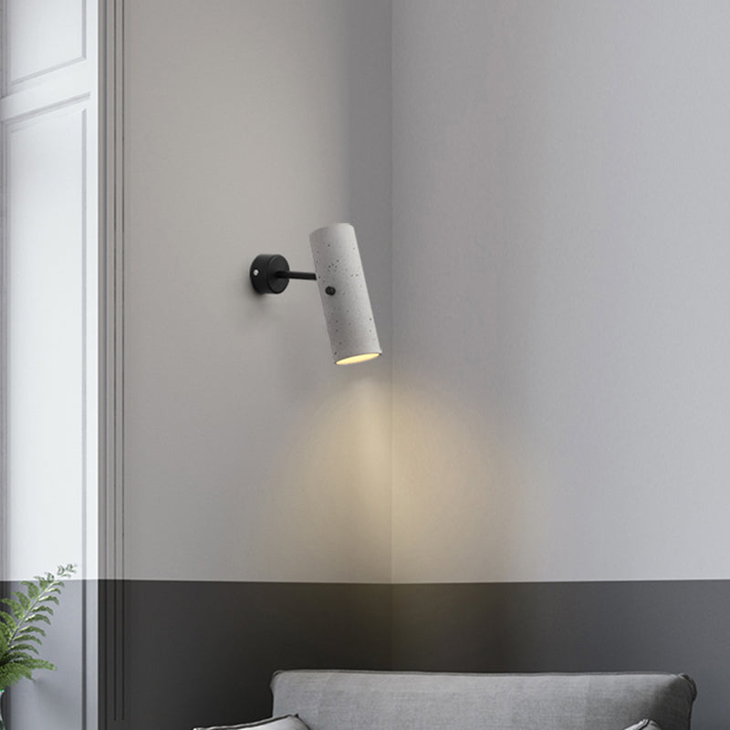 Luces de apliques de cilindro modernos Cemento Cemento de 1 luces de iluminación de pared para el baño